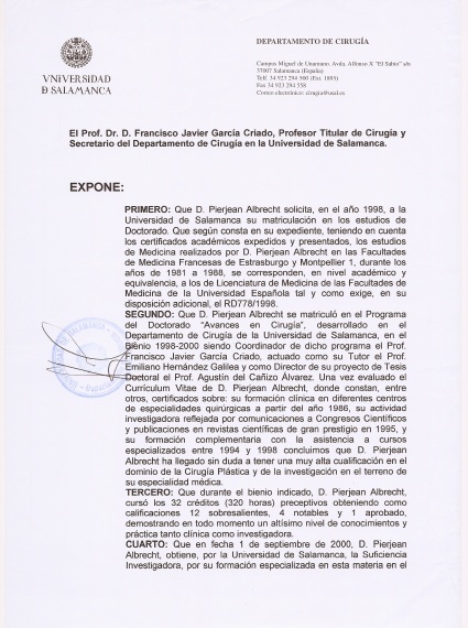 Certificat UniversitÃ© de Salamanque - pierjean albrecht 